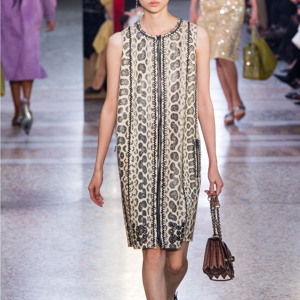 Bottega Veneta Python Zip Up Dress